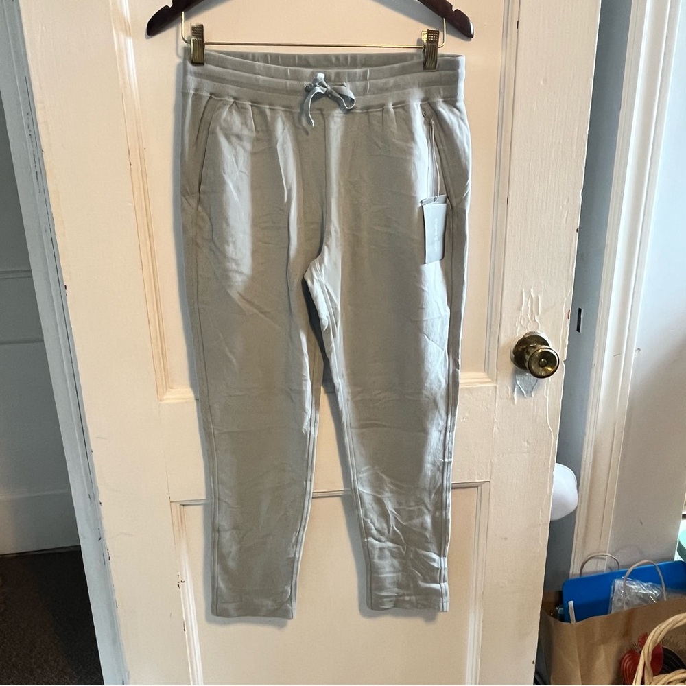 Gray Track Pants with Elastic Waist and Tapered Cuffs size S